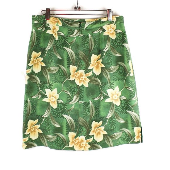 Green Yellow Floral Silk Skirt Bermuda Bay - Picture 2 of 7